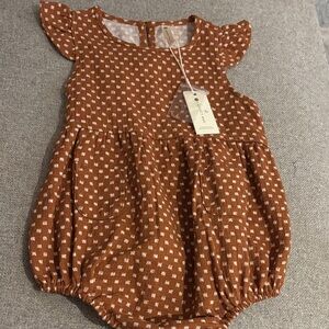 Quincy Mae Rust and White Baby Romper